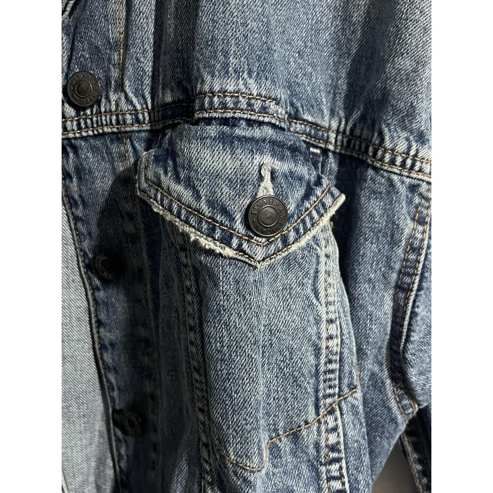 American Eagle Jacket Mens XL Blue Denim Bomber Collared Pockets Cotton Button - Picture 5 of 16